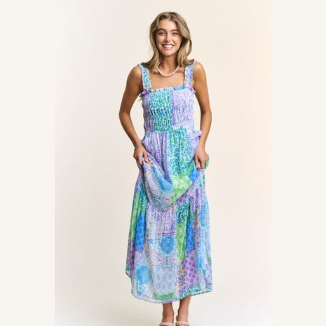 Smocked Top Patch-Work Maxi Dress Smocked Top Patch-Work Maxi Dress