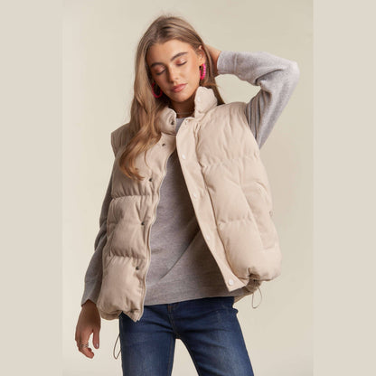 Button Down Courdoroy Puff Vest