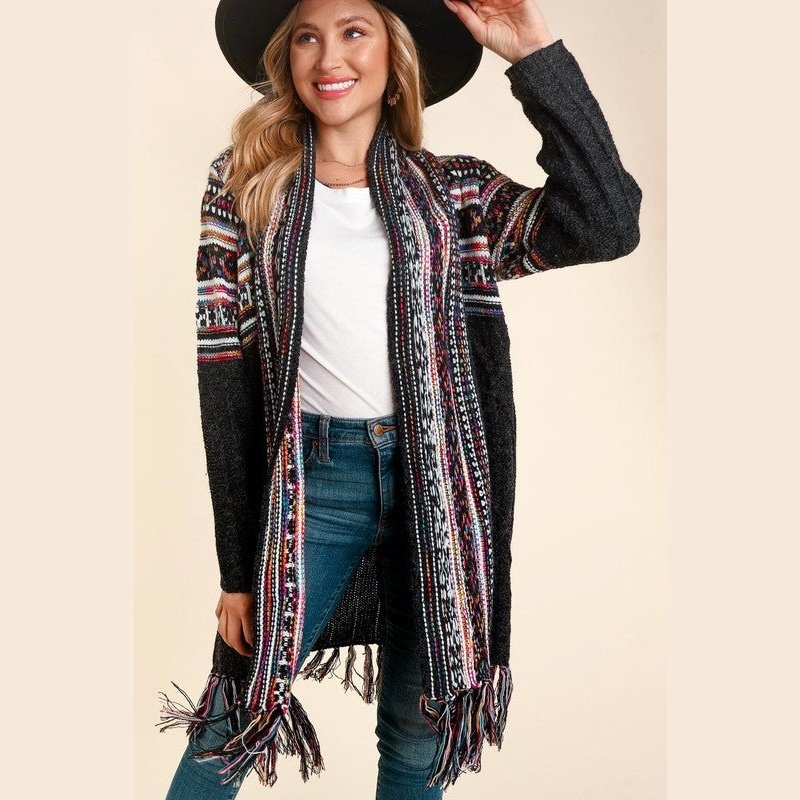 Rainbow Tassel Sweater Cardigan