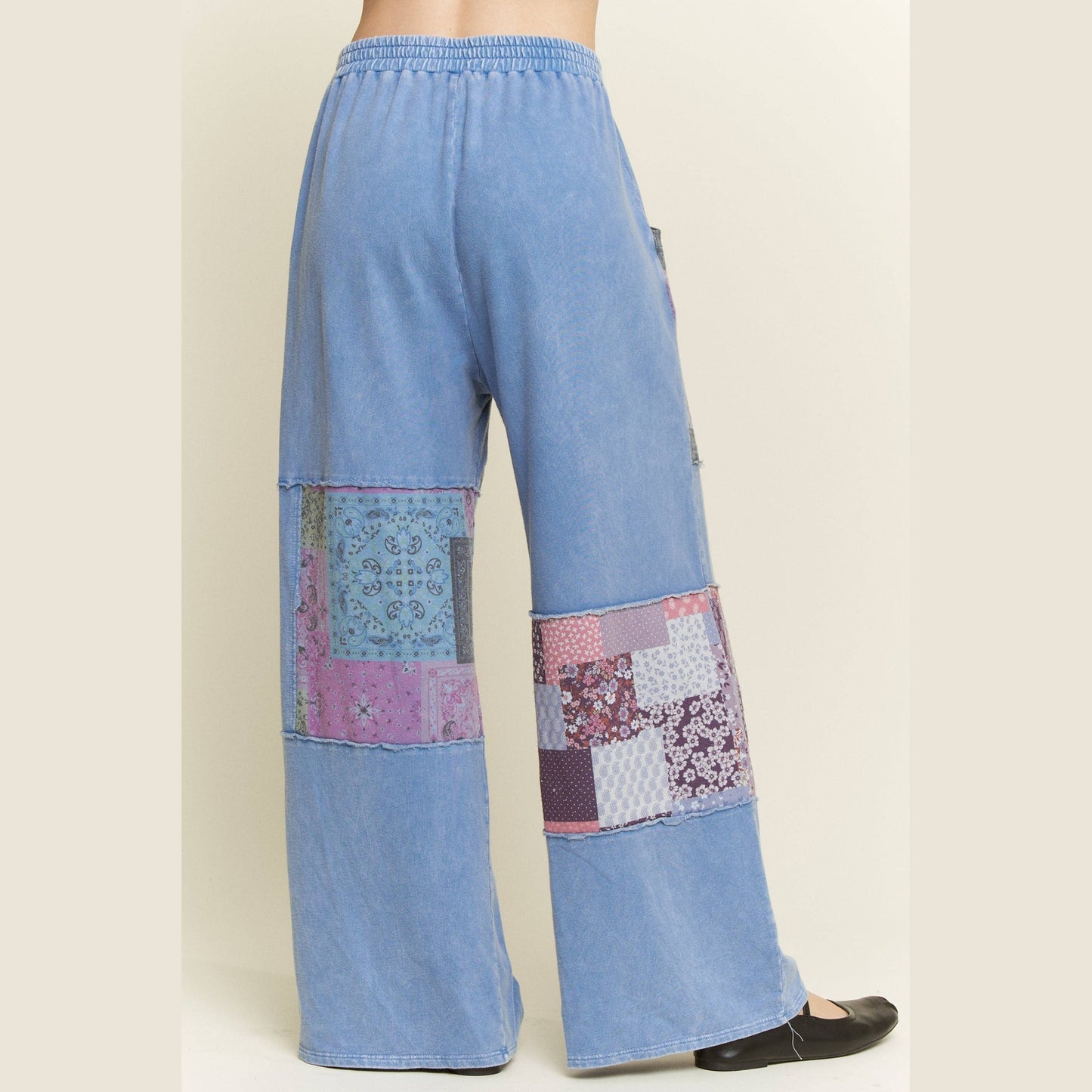 Mineral Washed Boho Block Patch Pants