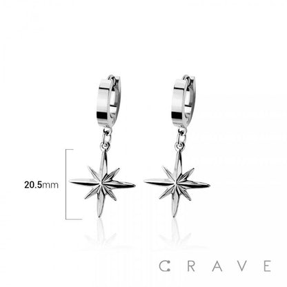 STAINLESS STEEL HUGGIE/HOOP EARRINGS WITH NORTH