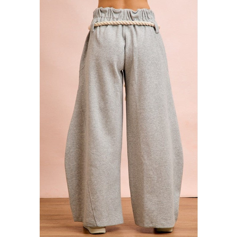 French Terry Gathered Waist Barrel Leg Sweatpants