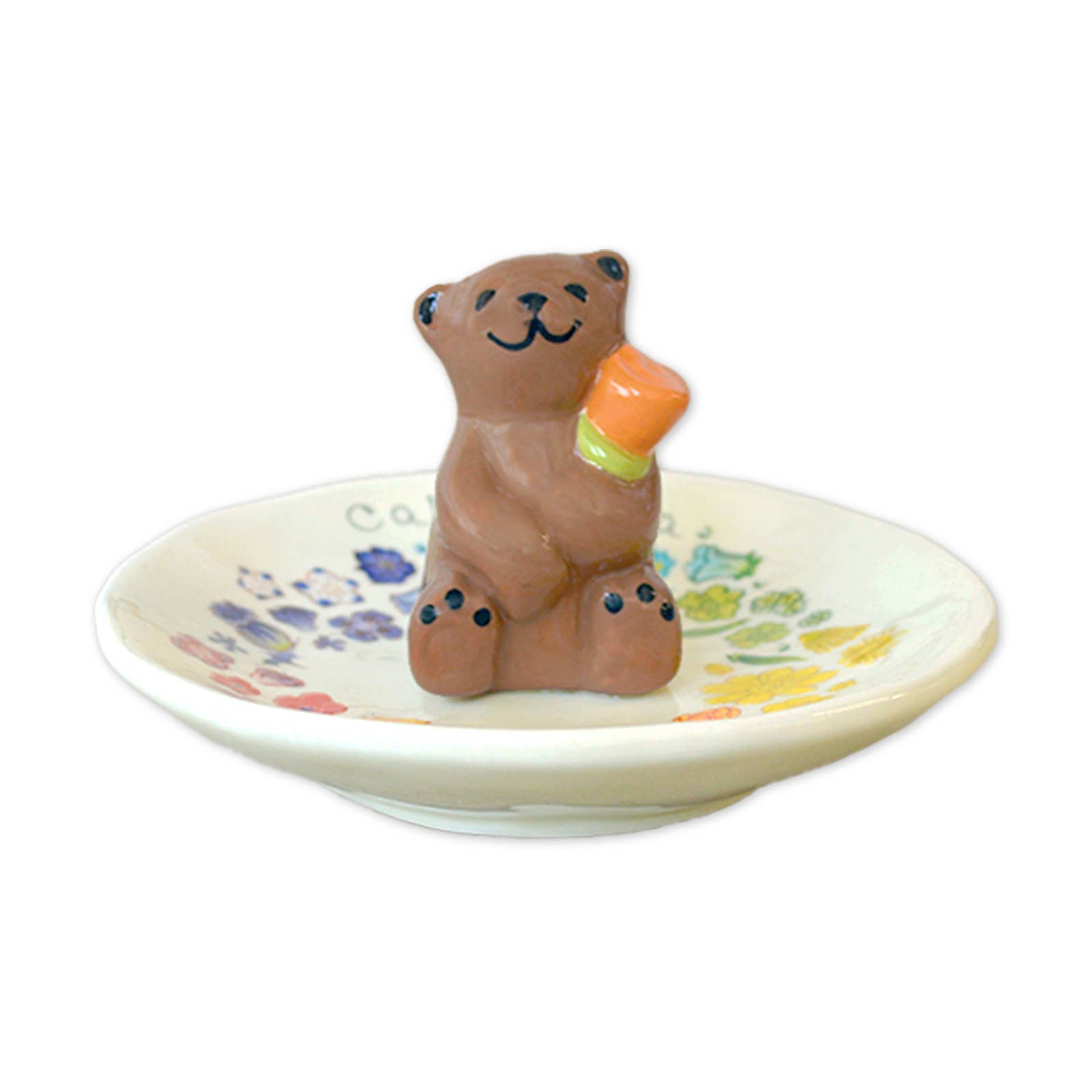 Floral Rainbow Trinket Tray with Bear, "Love Is in Bloom" - The Feral Market