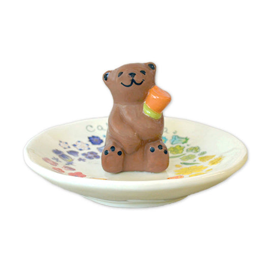Floral Rainbow Trinket Tray with Bear, "Love Is in Bloom" - The Feral Market