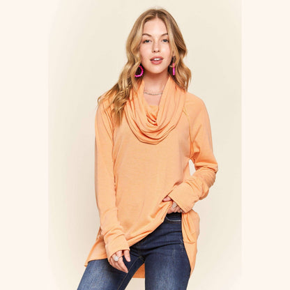 Raglan Sleeve Cowl Neck Top