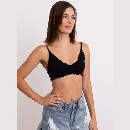 Seamless Lettuce Edge Bow Tie Triangle Bralette