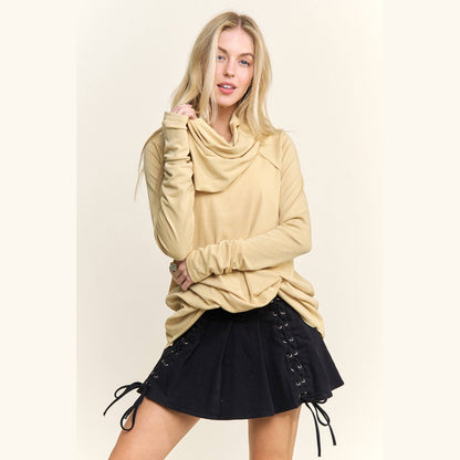 Raglan Sleeve Cowl Neck Top