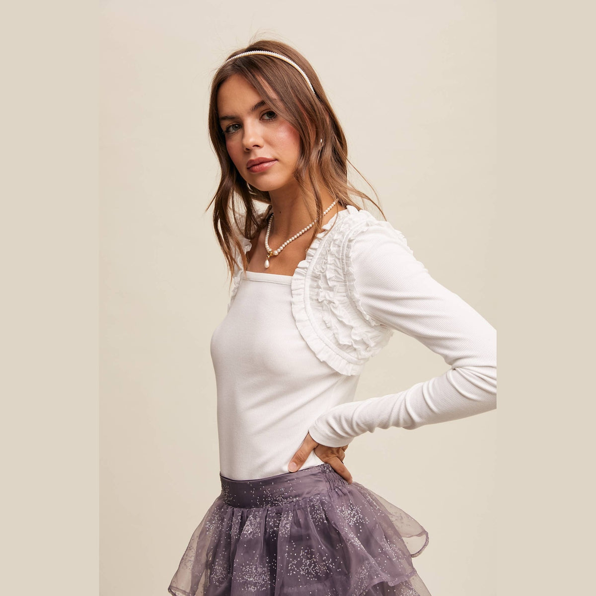 Square Neck Ruffle Accent Top - The Feral Market