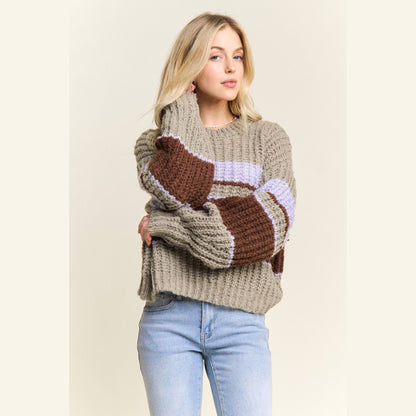 Horizontal Striped Crew Neck Sweater