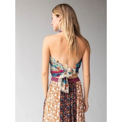 Printed Cotton Sarong - Turquoise Pink Border