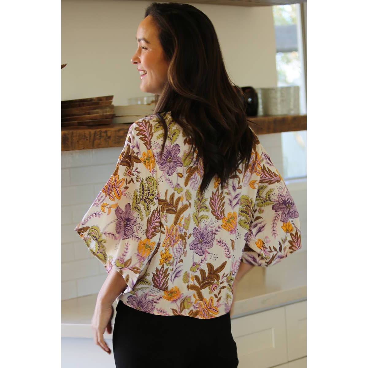 Mixed Floral Kimono Flowy Top