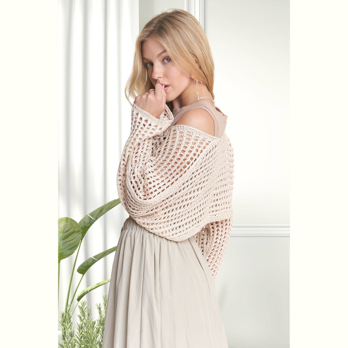 Front Lace Up Crochet Bolero