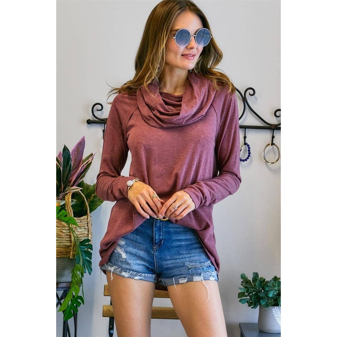 Raglan Sleeve Cowl Neck Top