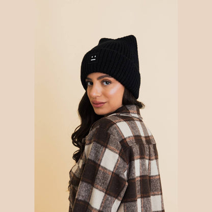 Chill Vibes Soft Ribbed Square Top Beanie