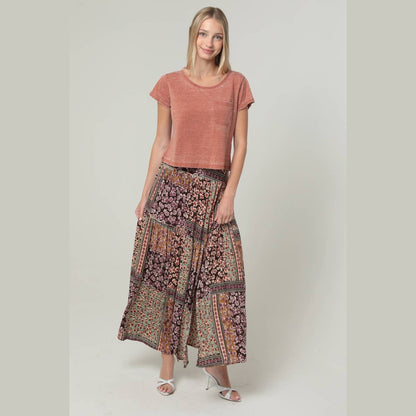 PRINTED MAXI SKIRT WITH SIDE SLIT - The Feral Market