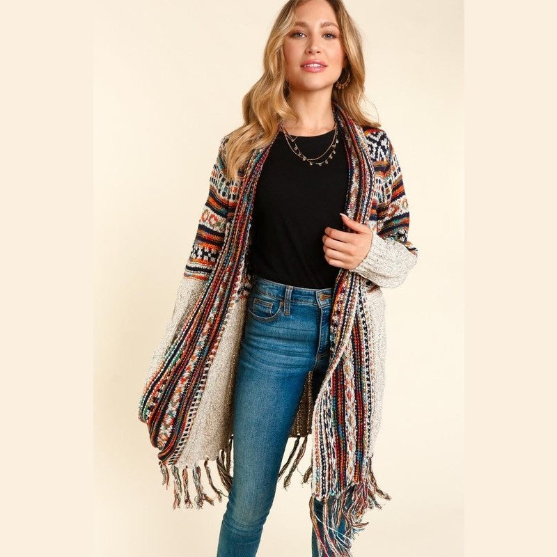 Rainbow Tassel Sweater Cardigan