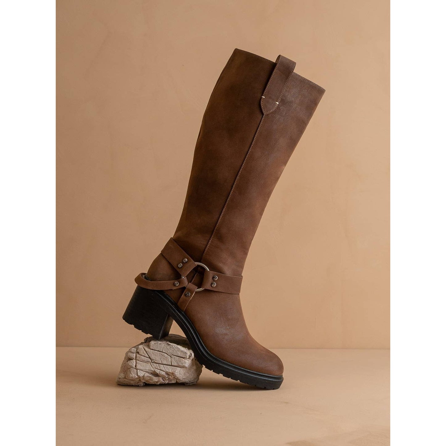 The Leanne | Coffee Moto Knee High Boot