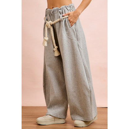 French Terry Gathered Waist Barrel Leg Sweatpants