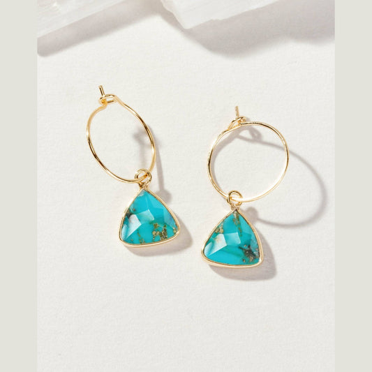 Bermuda Triangle Mini Hoop Earrings- Turquoise