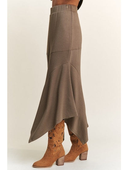 Point Structured Flare Jersey Long Skirt