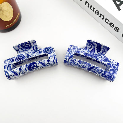 Blue and White Porcelain Pattern Hair Claw Clip - The Feral Market
