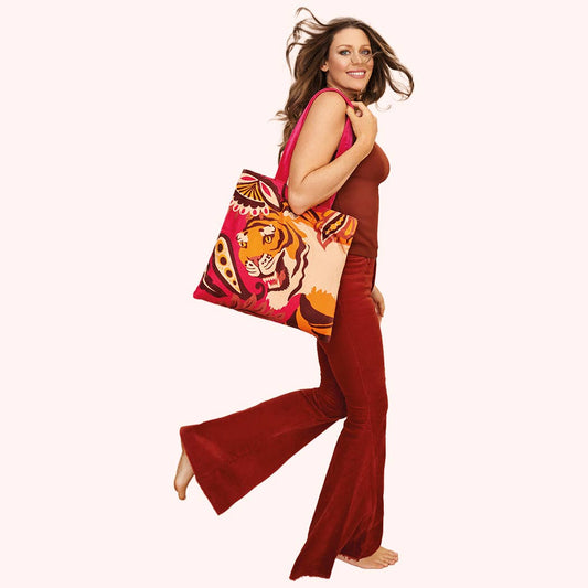 Velvet Tote Bag - Roaring Tiger