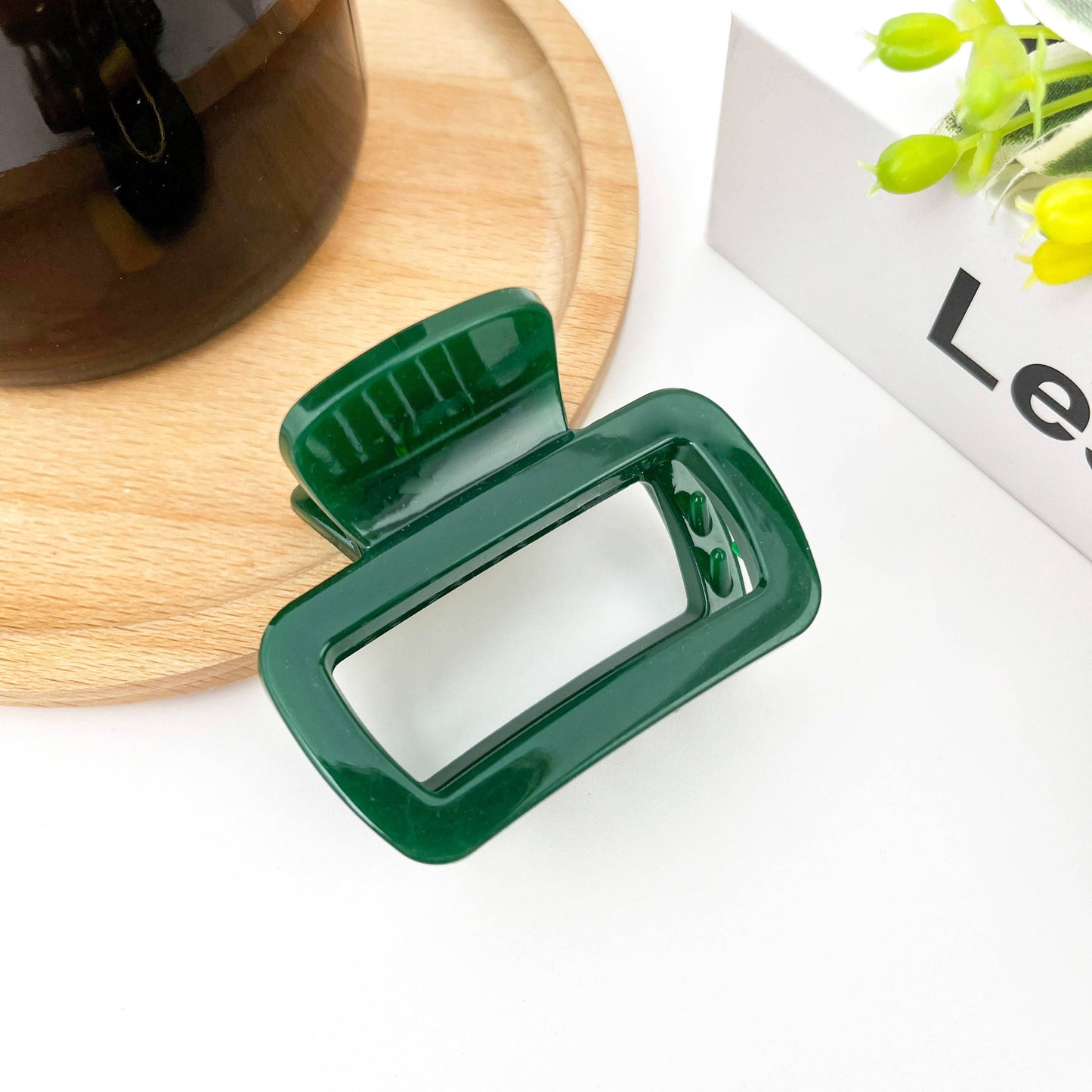 Square Thickened Hair Clip,Green Series Claw Clip