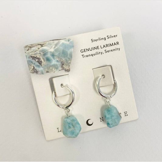 Sterling Silver Tropical Tide Huggie Hoop Earrings - Larimar