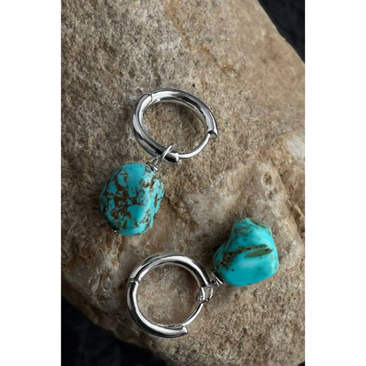 Irregular Turquoise Natural Stone Earrings