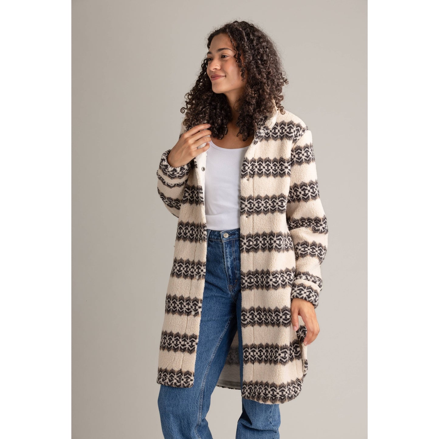 Women's Ainsley Long Sherpa Button Coat