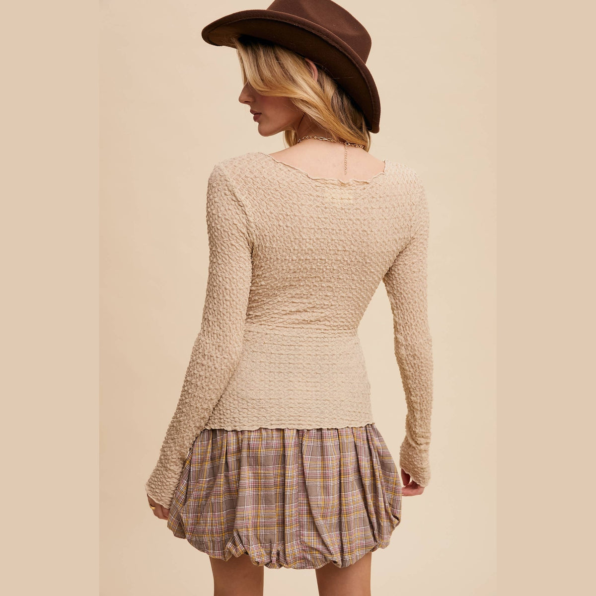 Textured Stretch Long-Sleeve Layering Top - The Feral Market