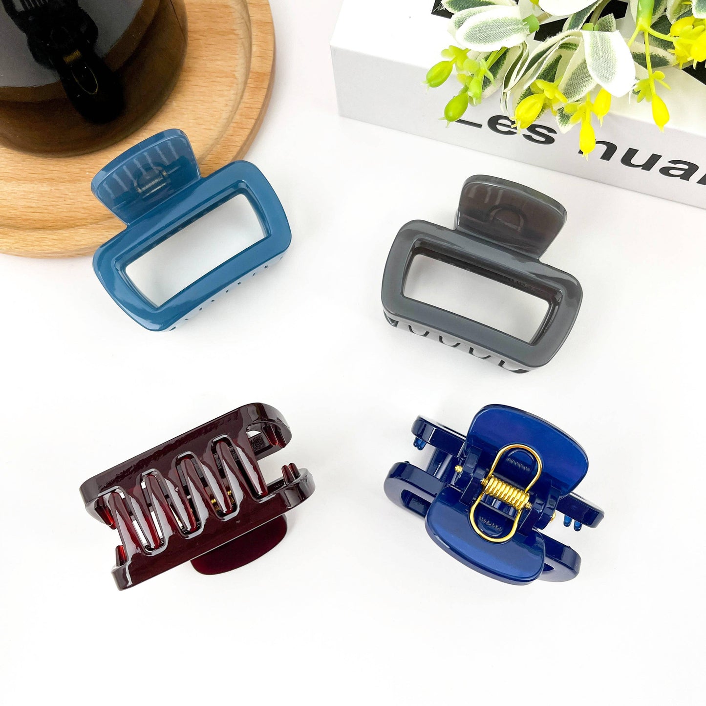 Square Thickened Hair Clip, Blue Series Claw Clip