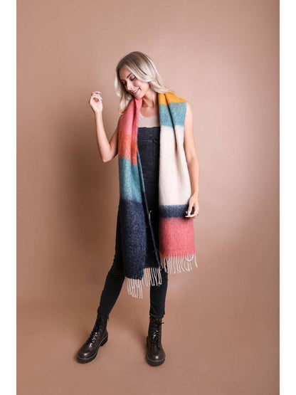 Color Block Soft Faux Mohair Scarf