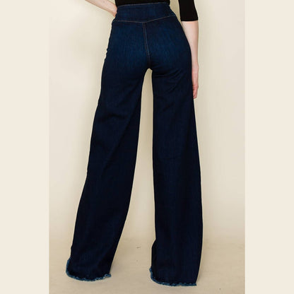 Lobelia Front Seam Wide Leg Denim Jeans in Dark Wash