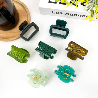 Square Thickened Hair Clip,Green Series Claw Clip