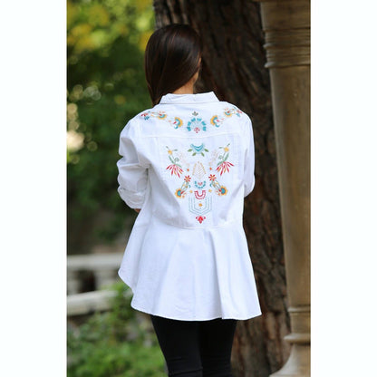 Floral Filagree Embroidered Denim Shirt - The Feral Market