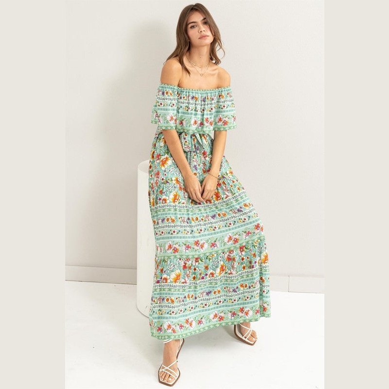 Julia Springtime Floral Off Shoulder Dress