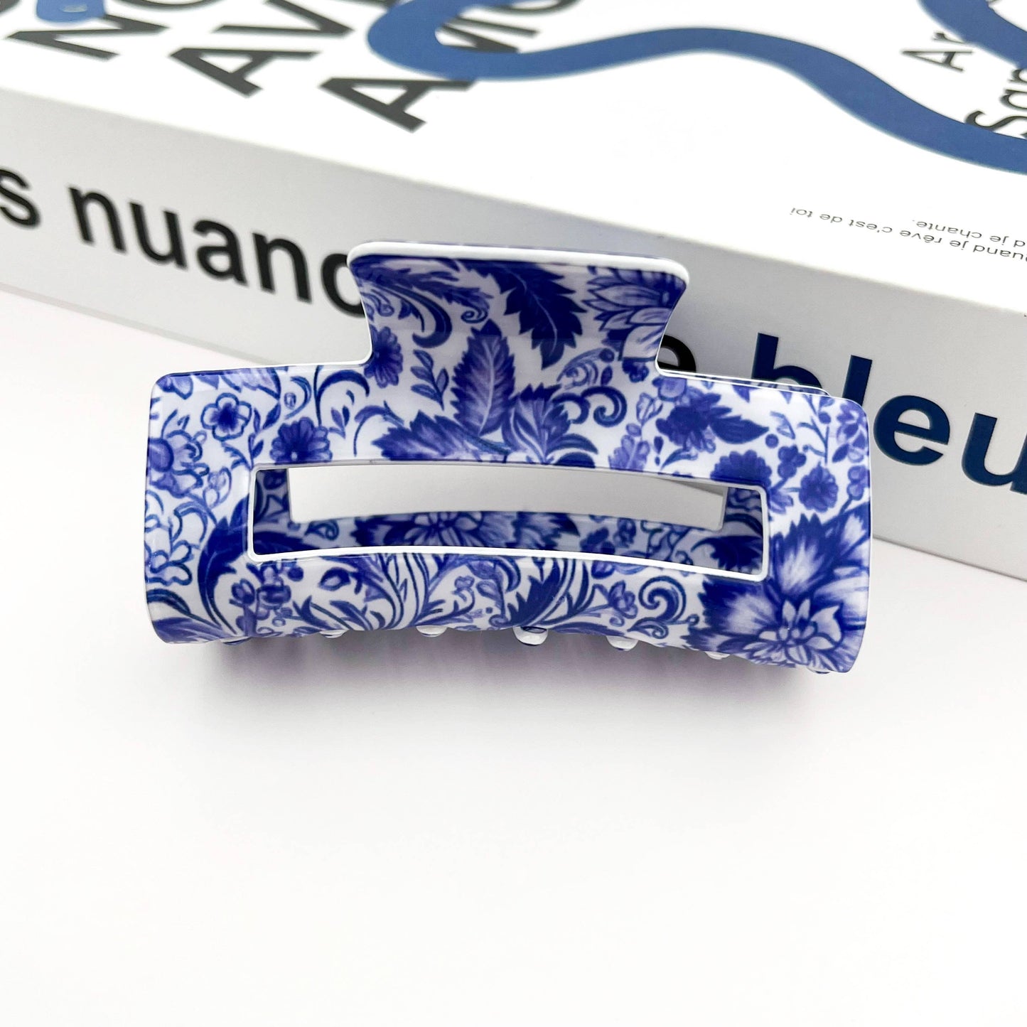 Blue and White Porcelain Pattern Hair Claw Clip - The Feral Market