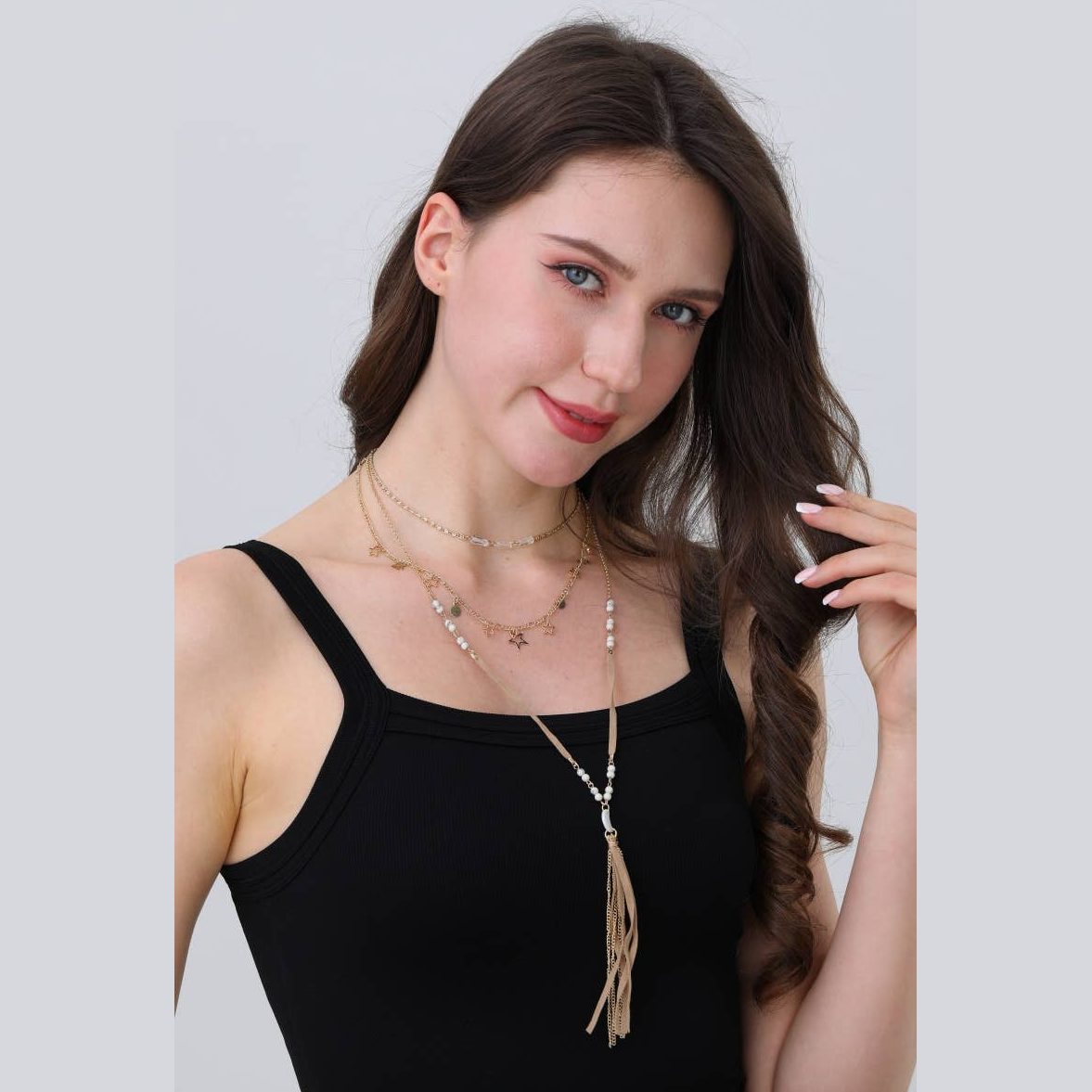 Starlit Harmony Layered Tassel Necklace