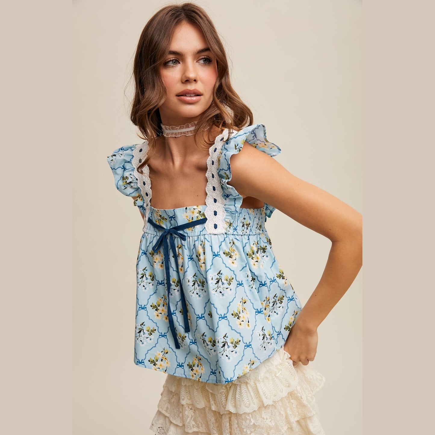 Floral Smocked Babydoll Top