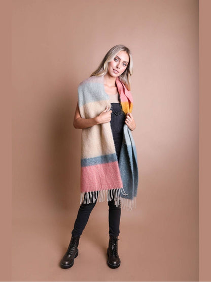 Color Block Soft Faux Mohair Scarf