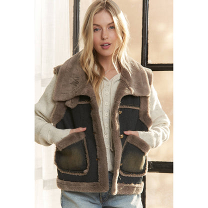 Knit Henly Denim Faux Fur Vest