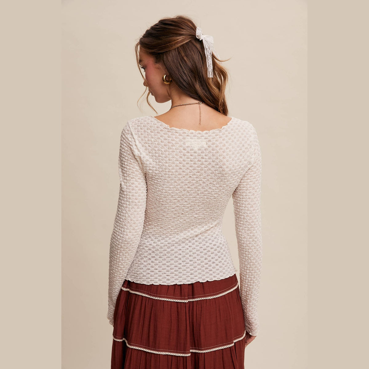 Textured Stretch Long-Sleeve Layering Top - The Feral Market