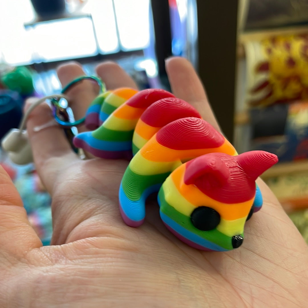 3D Printed Baby Fox Keychain *Rainbow*