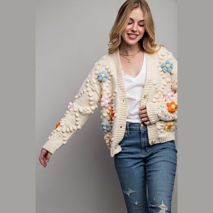 Penelope 3D Flower Sweater Cardigan