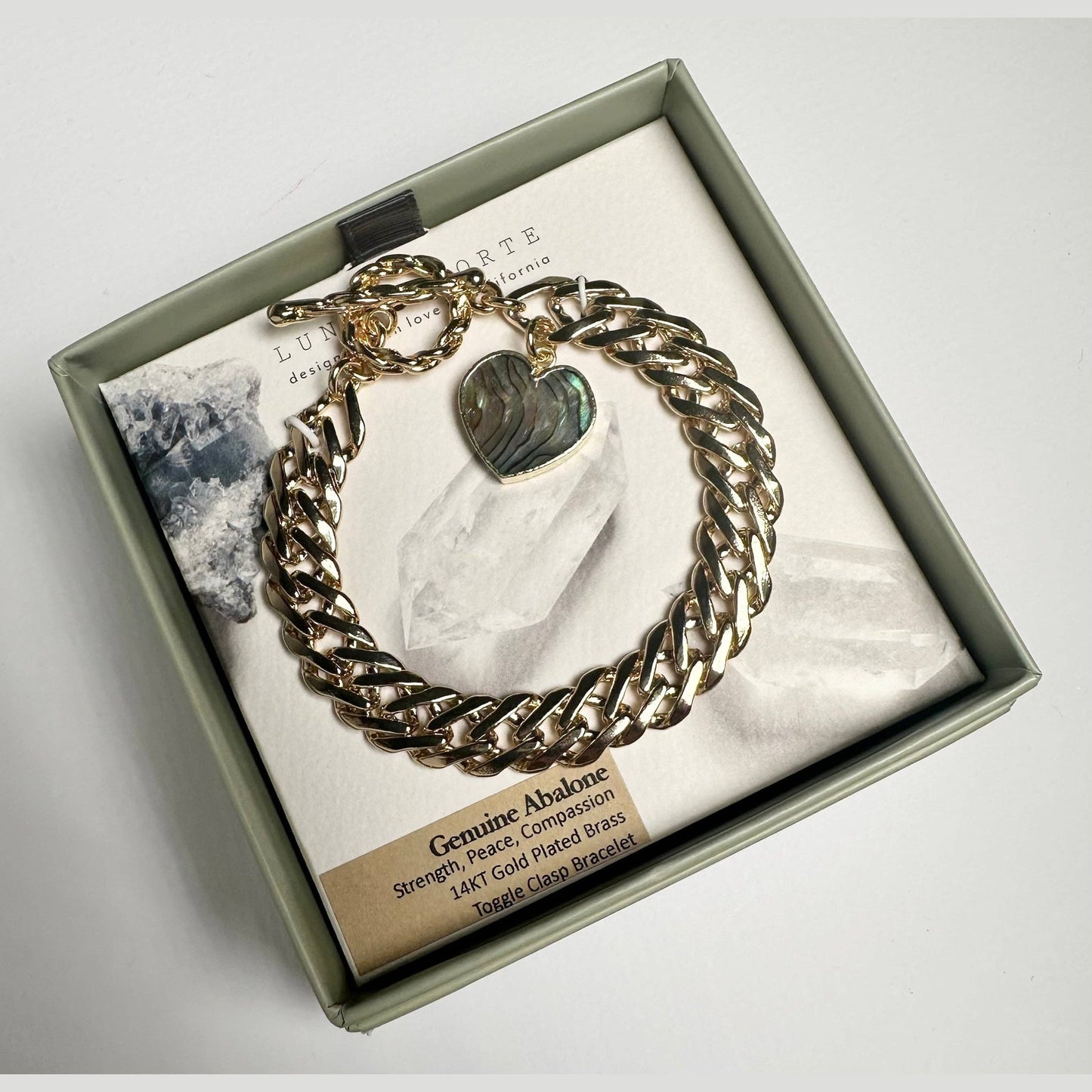 Heart of Gold Toggle Charm Bracelet - Abalone