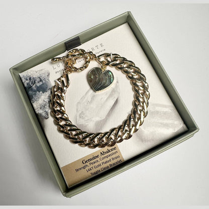 Heart of Gold Toggle Charm Bracelet - Abalone
