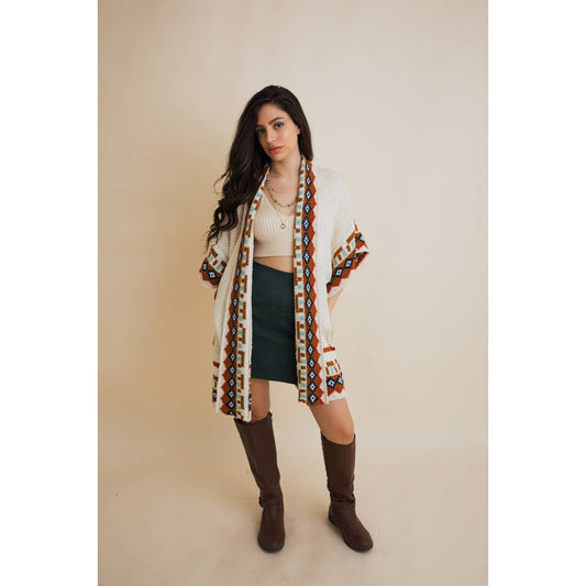 Southwestern Kachina Print Knit Cardigan