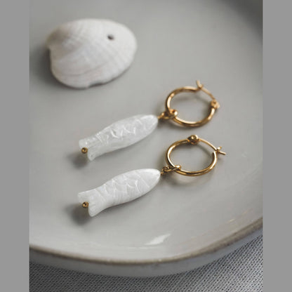 La Pesca Bella Gemstone Charm Hoop Earrings