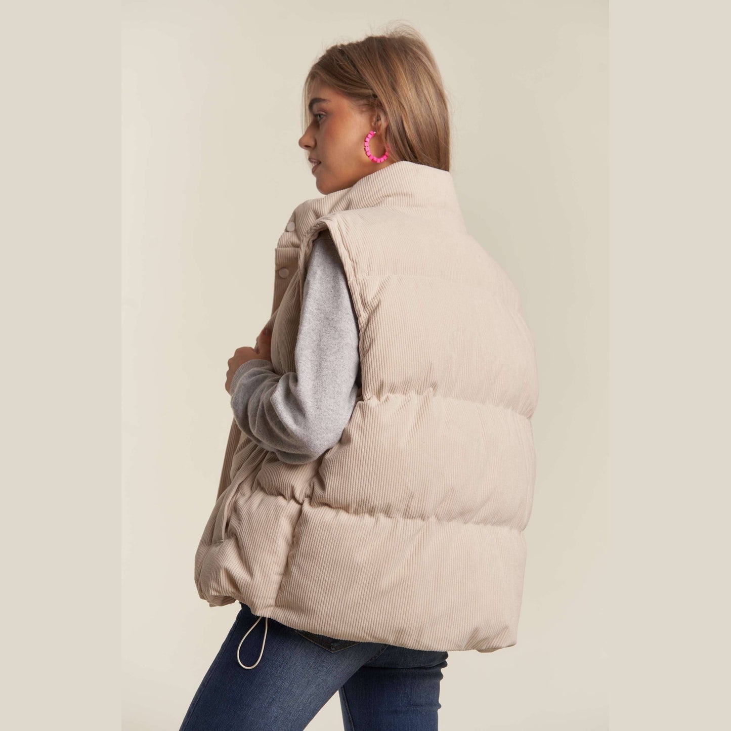 Button Down Courdoroy Puff Vest